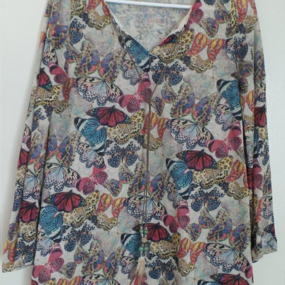 Womens S Print Butterflys Multicolor Knit Sweater - Picture 1 of 4